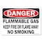 Signmission OSHA Danger Sign, 7" Height, 10" Width, Rigid Plastic, Flammable Gas, Landscape, L-19366 OS-DS-P-710-L-19366 - alternate 1